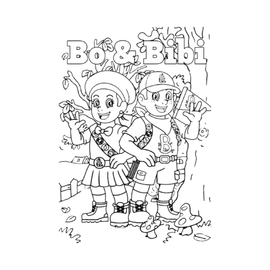 Bo und Bibi Färbung Seite Camping Animation